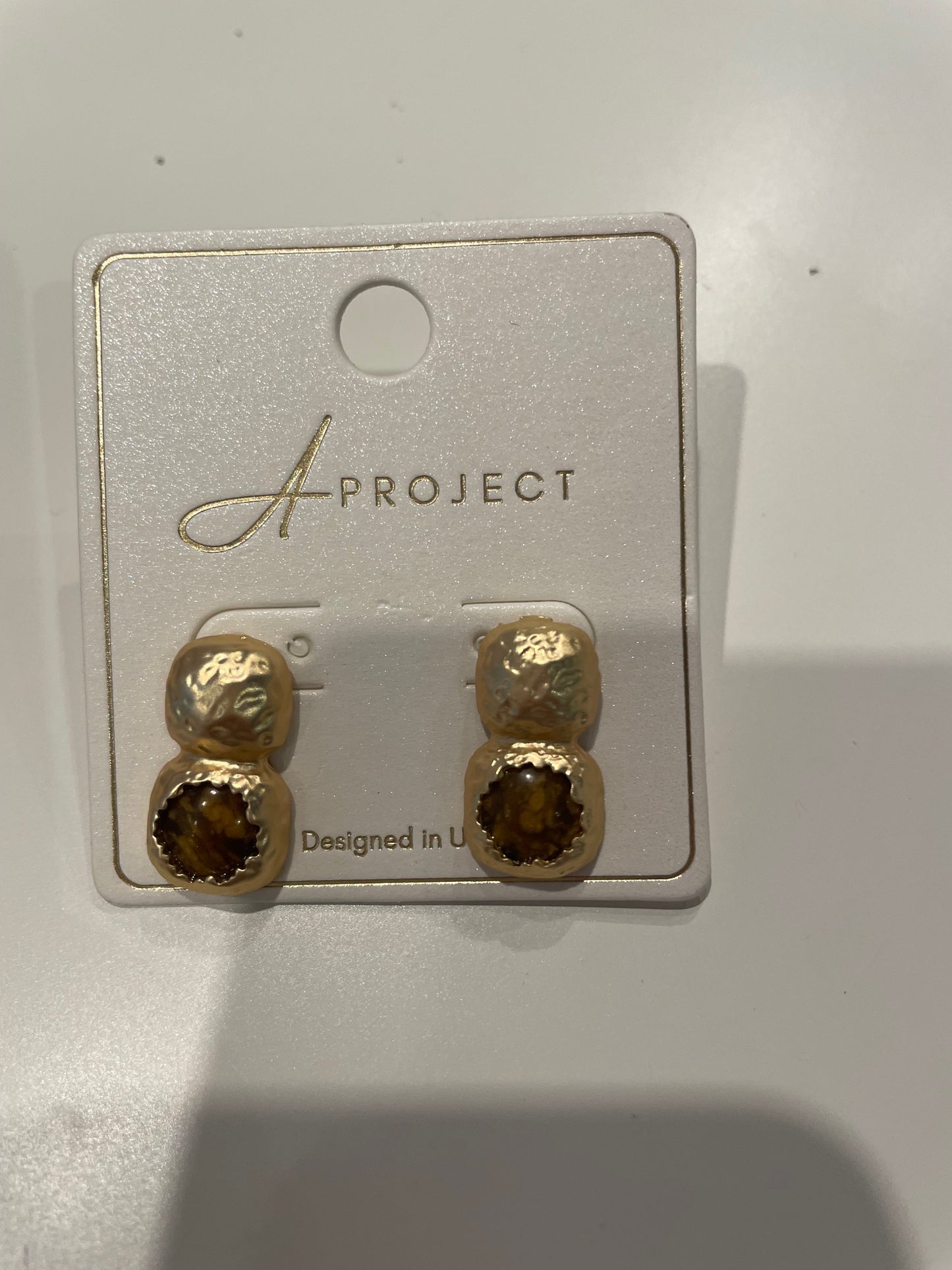 Textured Double Drop Stud Earrings