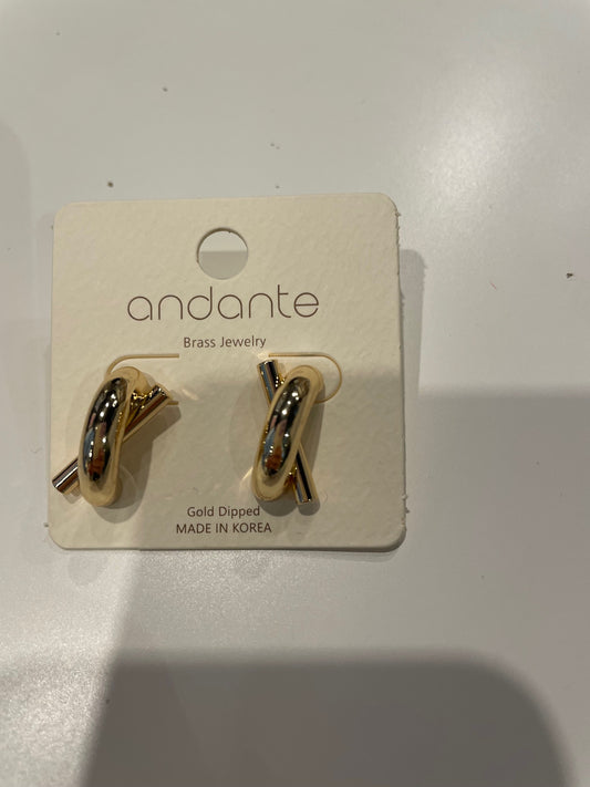 Half Hoop & Bar Gold Earrings