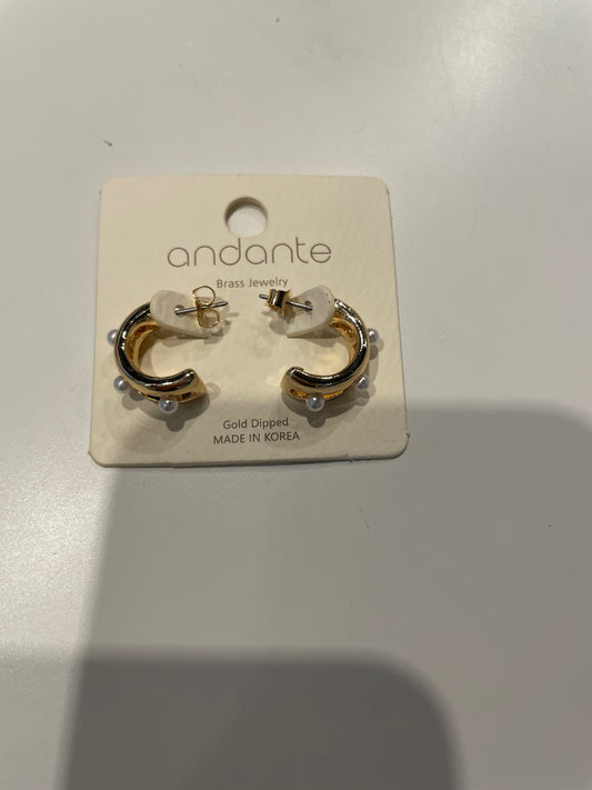 Chic Pearled Gold Hoops