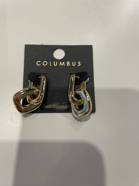 Rectangular Chain Gold Hoop Earrings